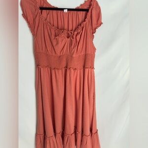 Old Navy Puff Sleeve Waist Defined Swiss Dot Maxi Dress in Orange size XL Petite